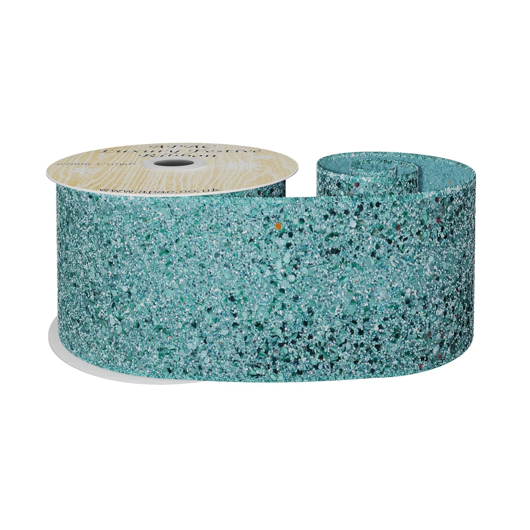 Mint Glitter Wired Ribbon (63mm x 10 yards)