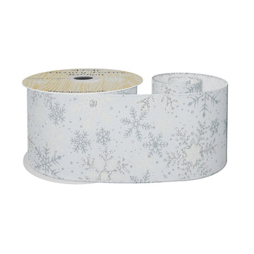 White Wired Snowflake Ribbon (63mm x 10 yards)