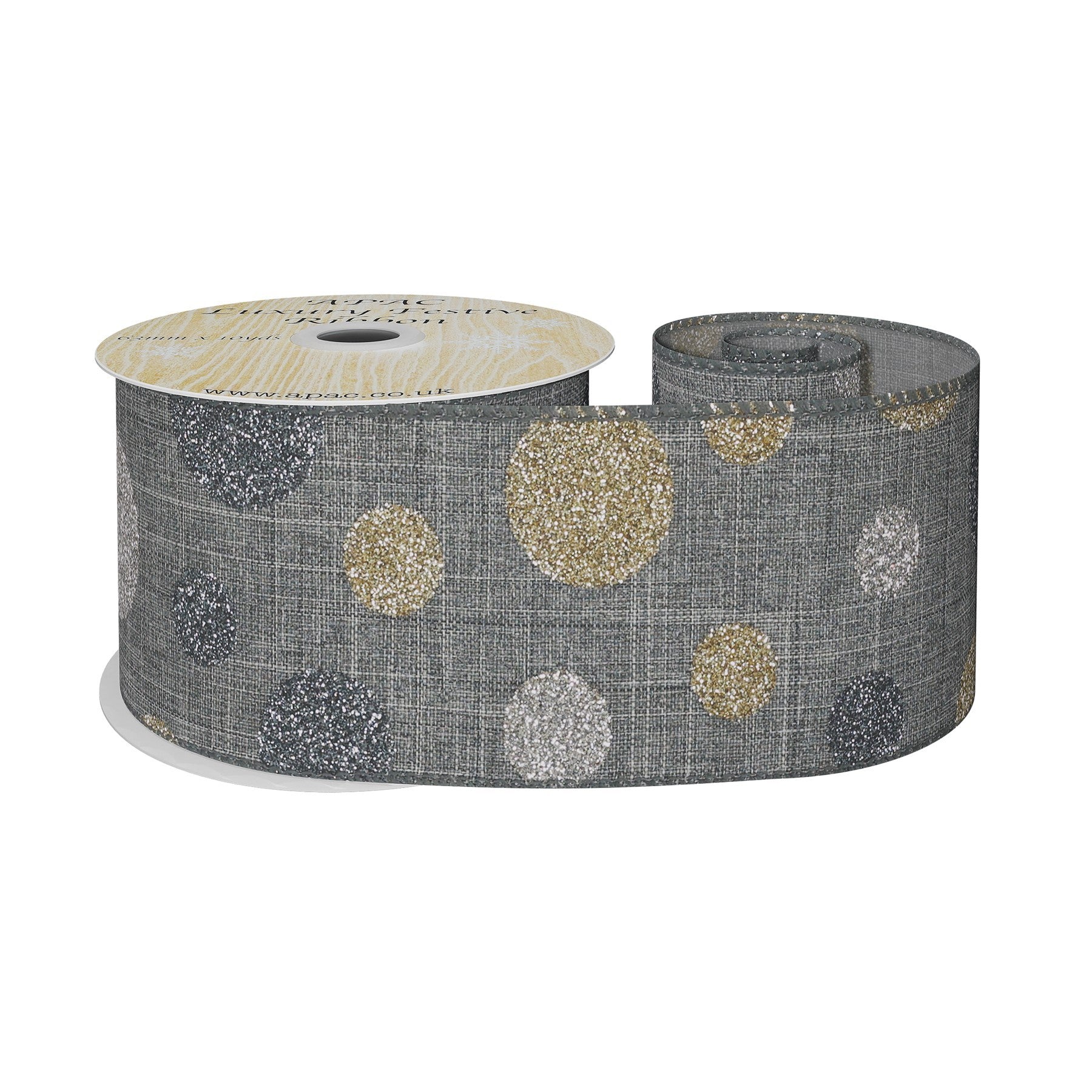 Grey with Dots Ribbon (63mm x 10yds)