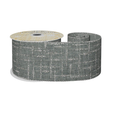 Grey with Silver Lined Pattern Ribbon (63mm x 10yds)