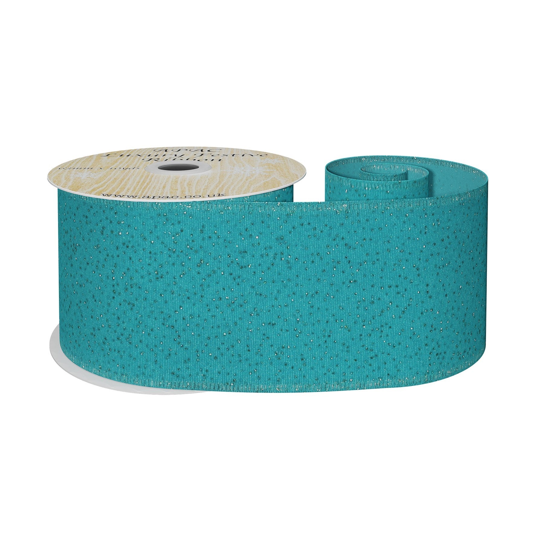 Turquoise Ribbon with Blue Sparkles (63mm x 10yd)