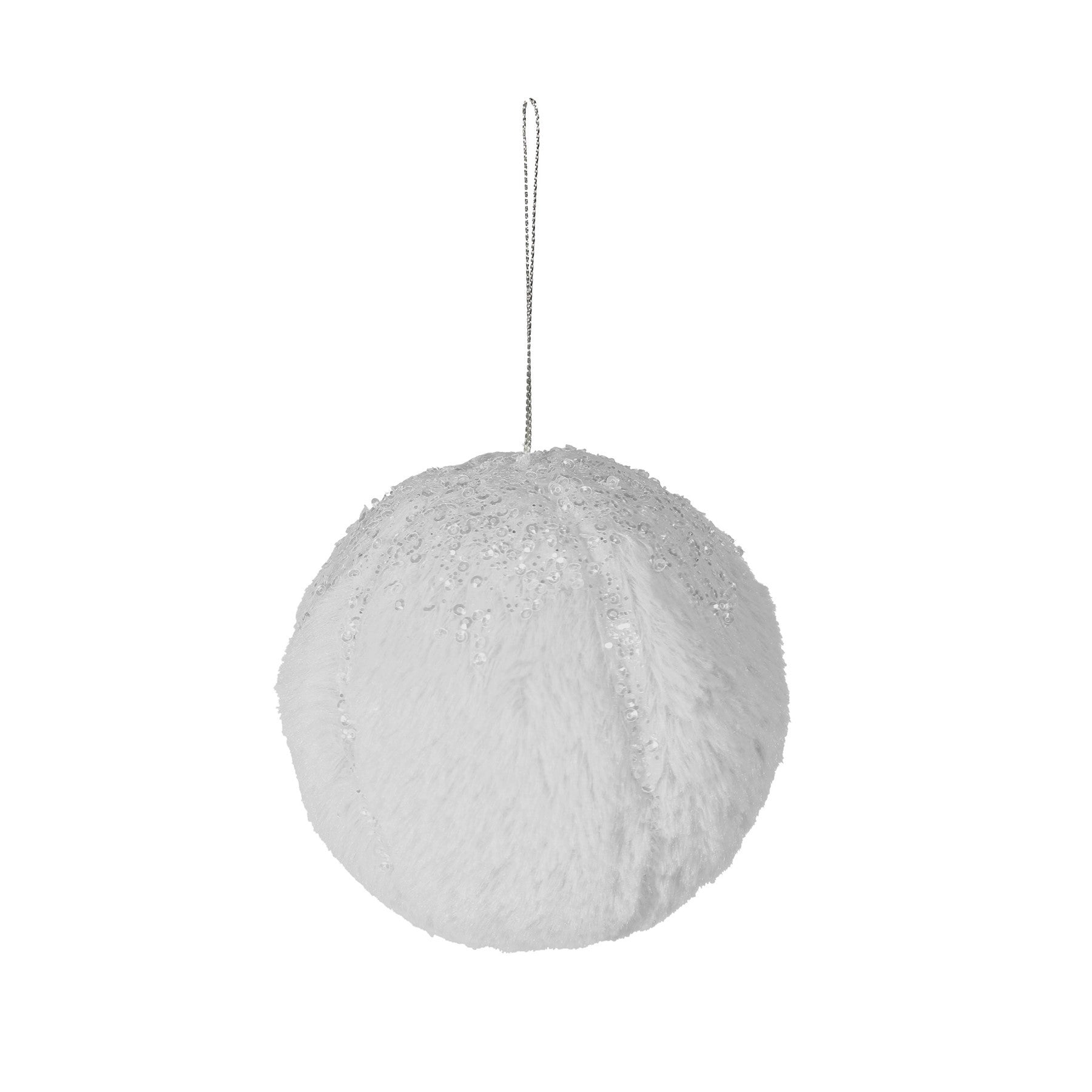 Winter Wonderland White Fur Glitter Bauble (Dia12cm)