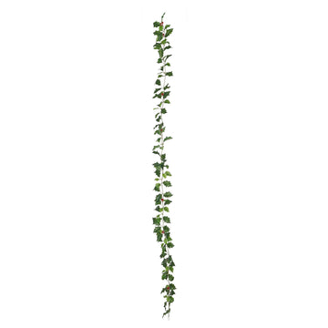 180cm Mixed Green Holly Garland with Berries (128 leaves)