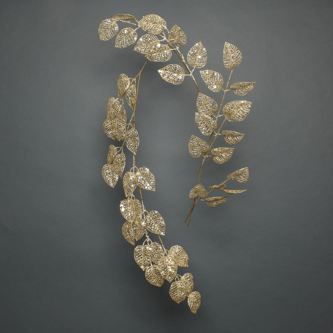Gold Glitter Leaf Garland (150cm)