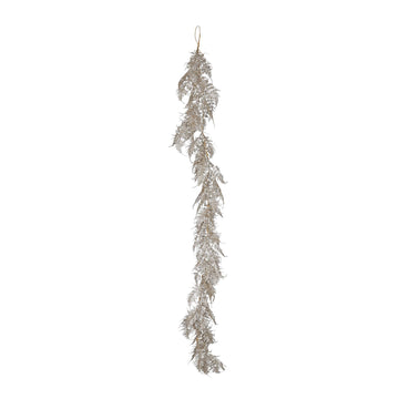 Glitter Asparagus Fern Leaf Garland Champagne 180cm