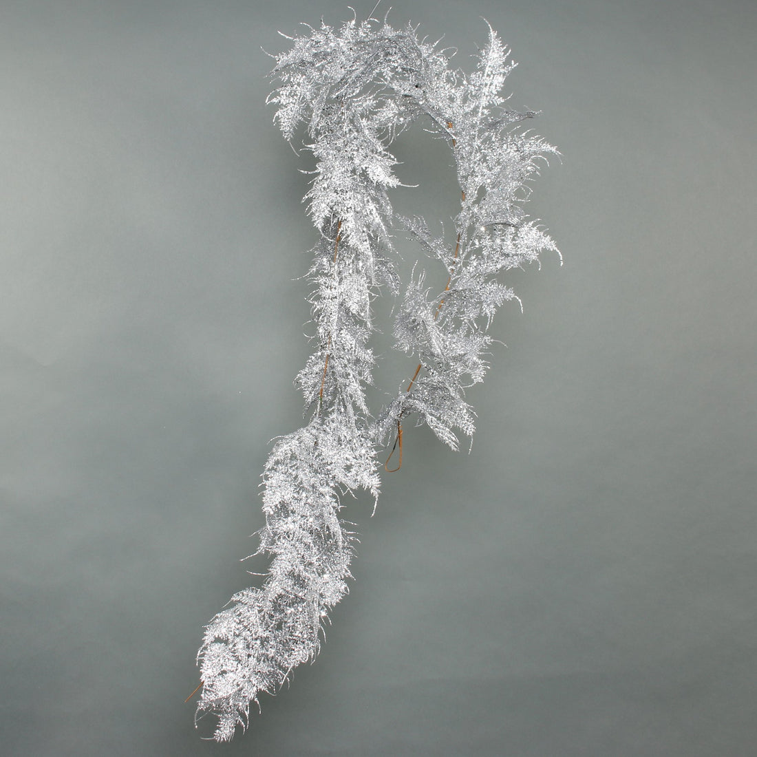 Glitter Asparagus Fern Leaf Garland Silver 180cm