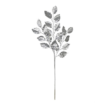 Silver Metallic Birch Leaf Spray