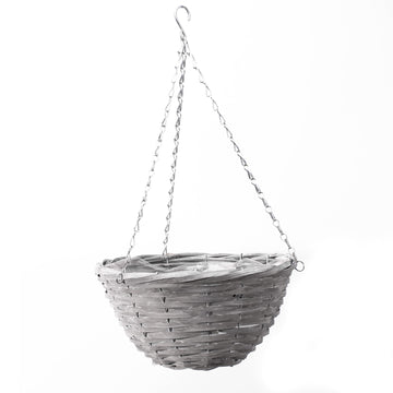 Grey Wash Round Woodhouse Hanging Basket