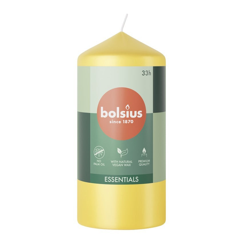 Bolsius Sunny Yellow Essential Pillar Candle (120mm x 58mm)