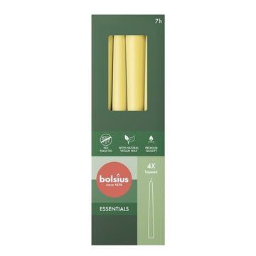 Bolsius Sunny Yellow Box of 4 Tapered Candles (245mm x 24mm)