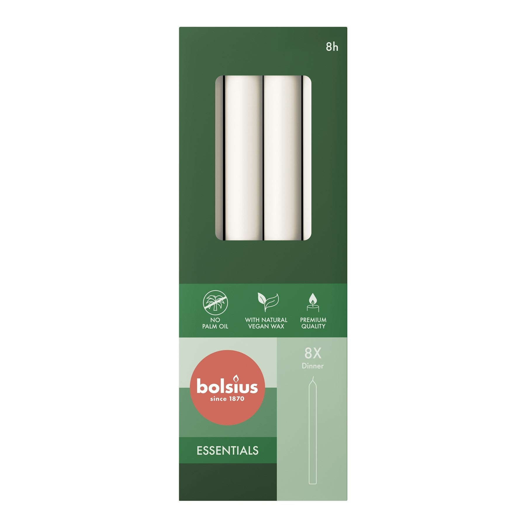 Bolsius Cloudy White Box of 8 Dinner Candles (230mm x 20mm)