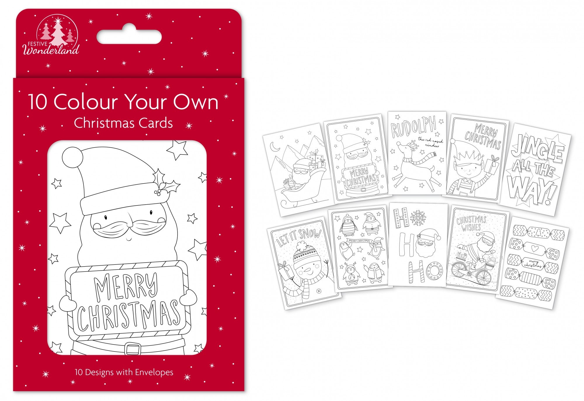 Colour Your Own Christmas Cards (Pack of 10)