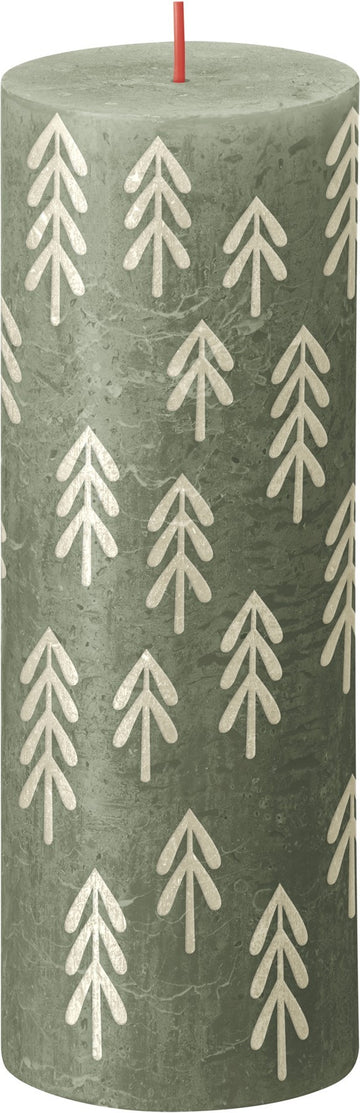 Bolsius Rustic Fresh Olive Silhouette Pillar Candle with Tree (190mm x 68mm)