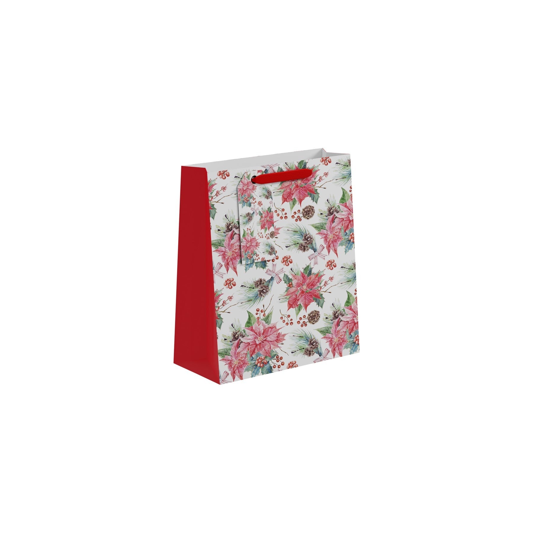 Christmas & Poinsettia Gift Bag (Medium)