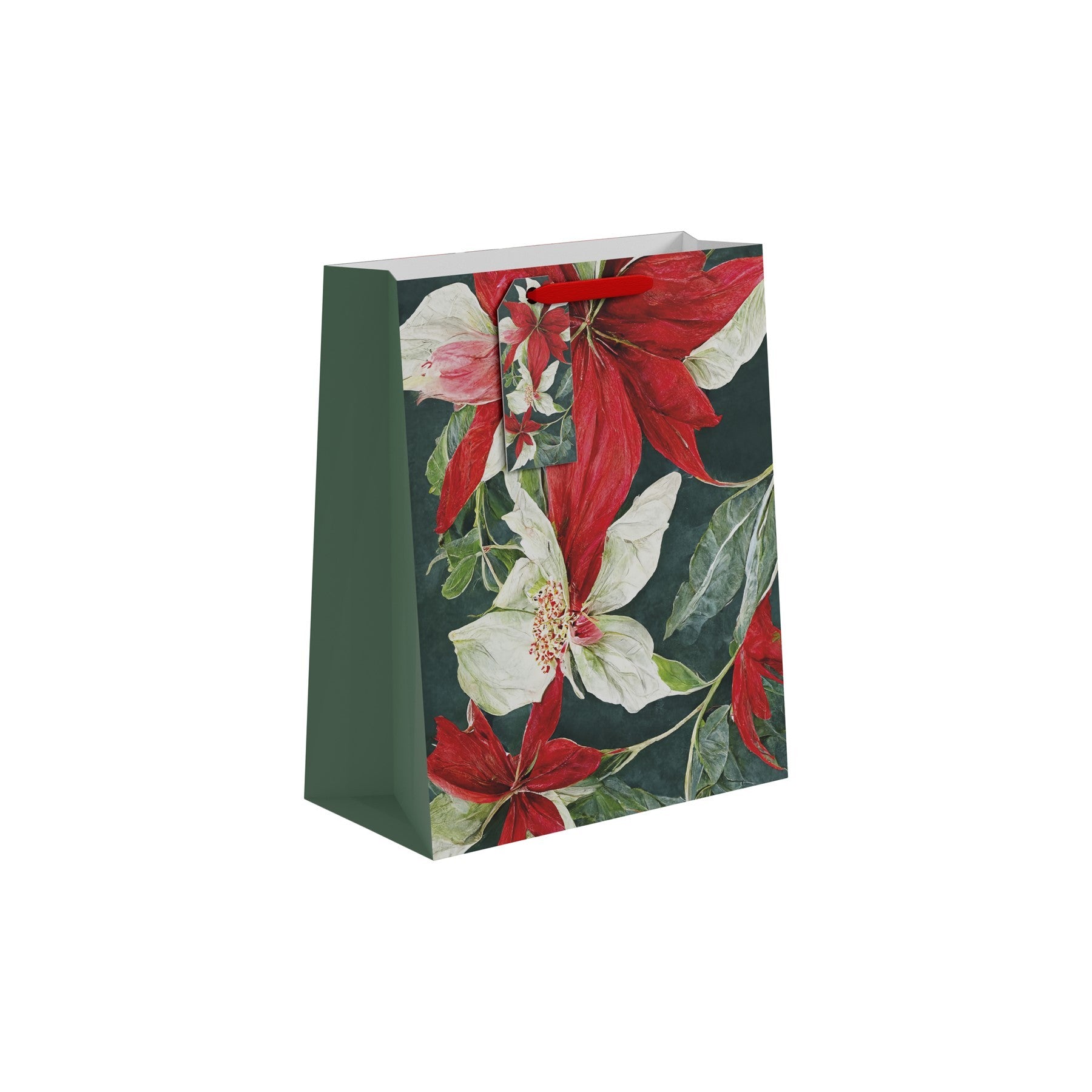 Red & White Poinsettia Gift Bag (Large)