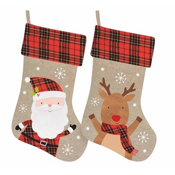 Plush Tartan Christmas Stocking (Assorted)