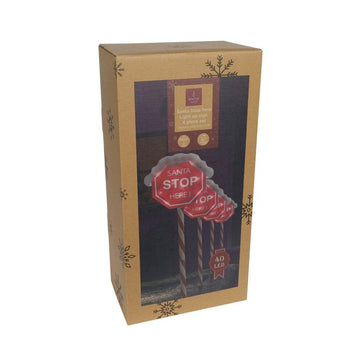 Light Up Santa Stop Here Signs (58cm)
