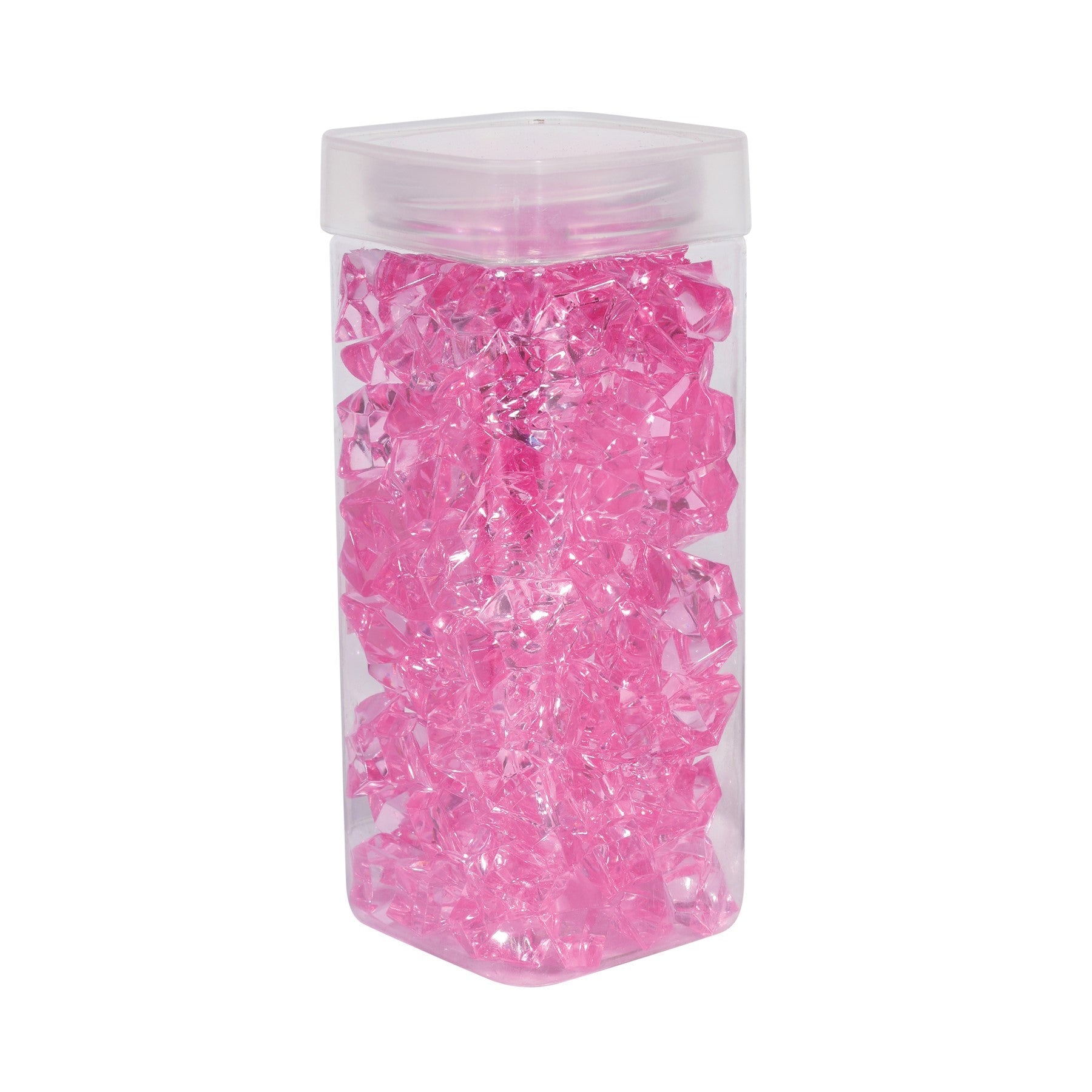 Large Pink Acrylic Stones in Square Jar (300gr)