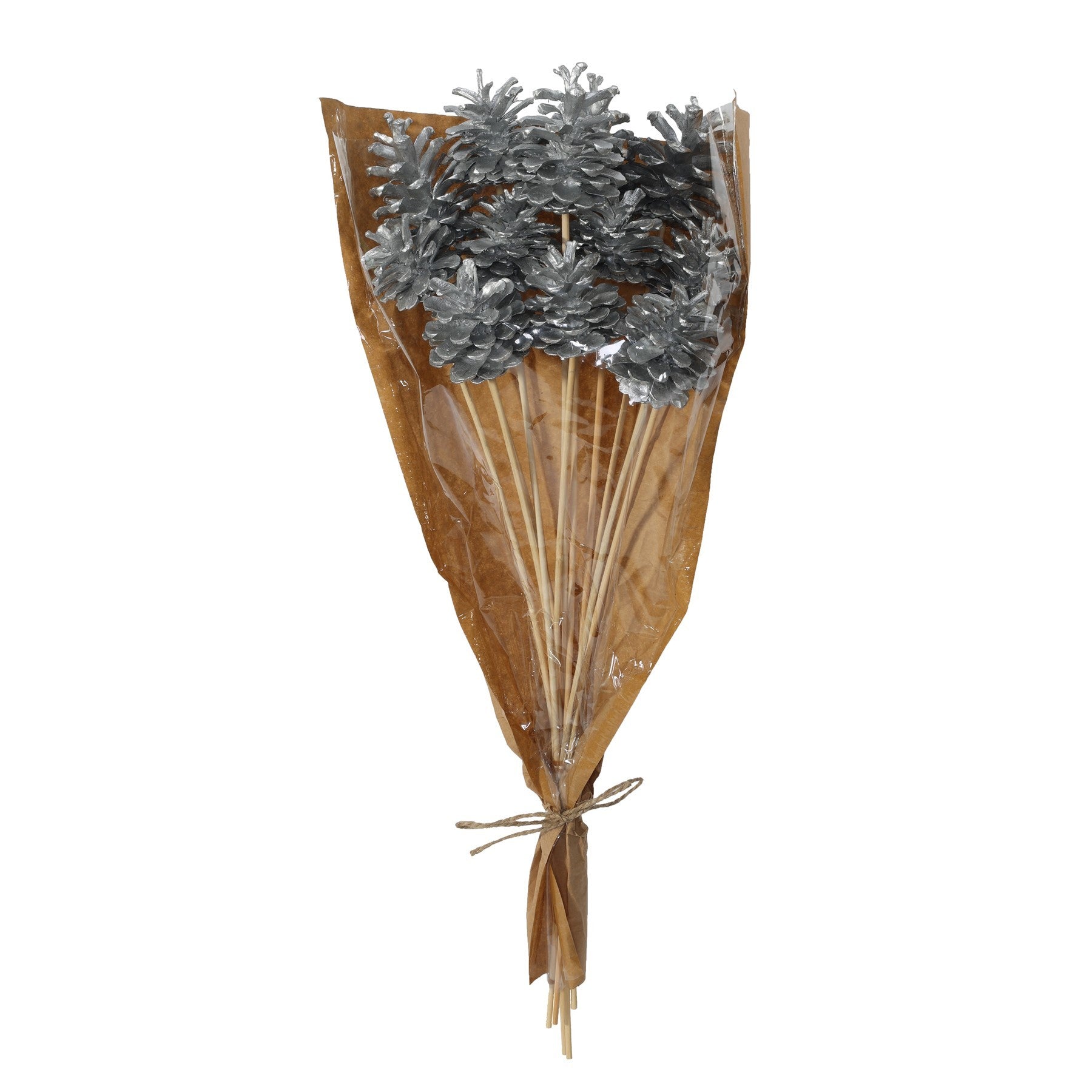 Silver Pine Cone Pick 50cm (Pack of 12)