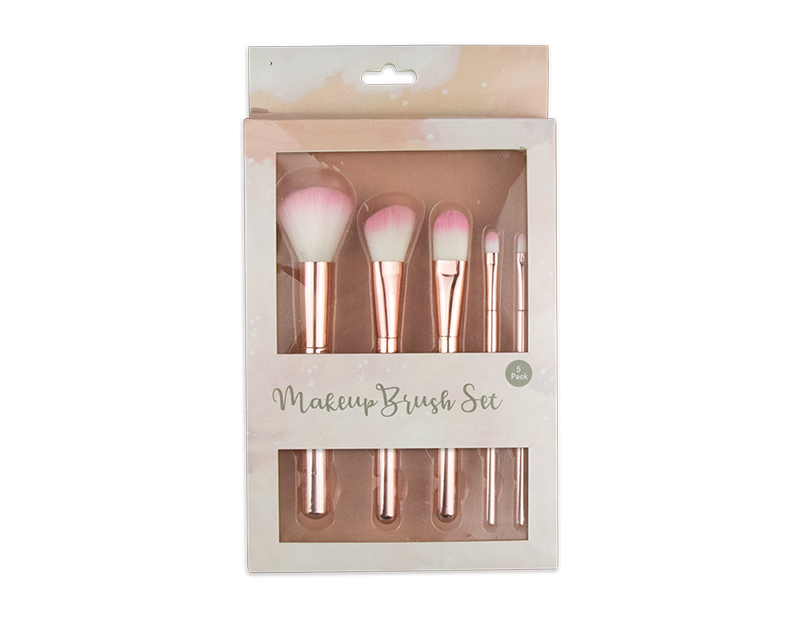 Pink Chrome Makeup Brush Set (5pcs)