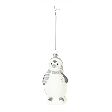 Penguin Hanging Decoration - White/Silver (13cm)