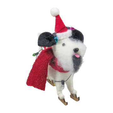 Felt Dog with Skates Hanging Decoration (12.5cm)