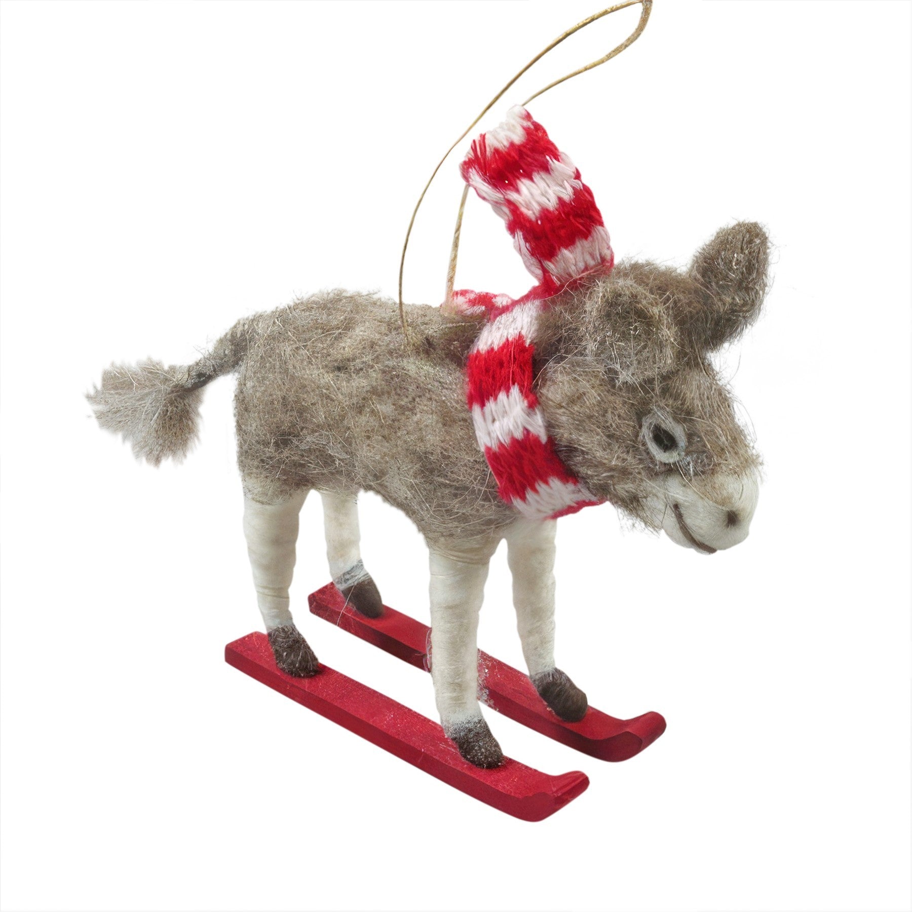 Felt Donkey on Skis Hanging Decoration (11cm)