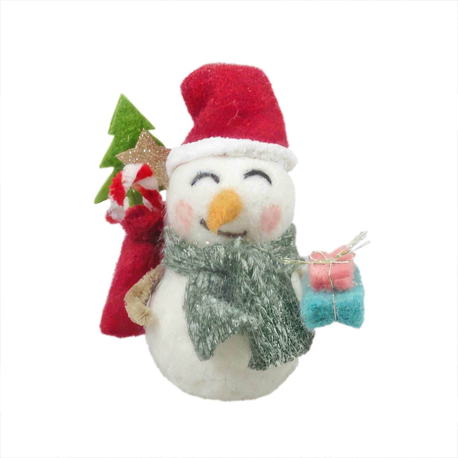 Felt Snowman with Sack & Gifts Hanging Decoration (11cm)