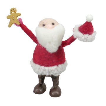 Felt Santa Holding Hat Hanging Decoration (13cm)