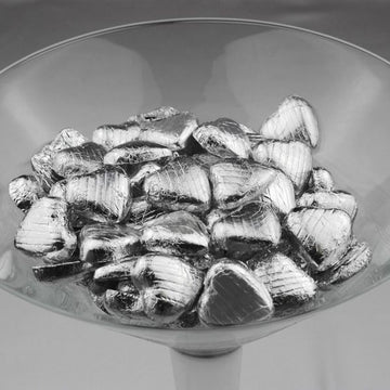 Silver Foiled Dark Chocolate Hearts - 500g