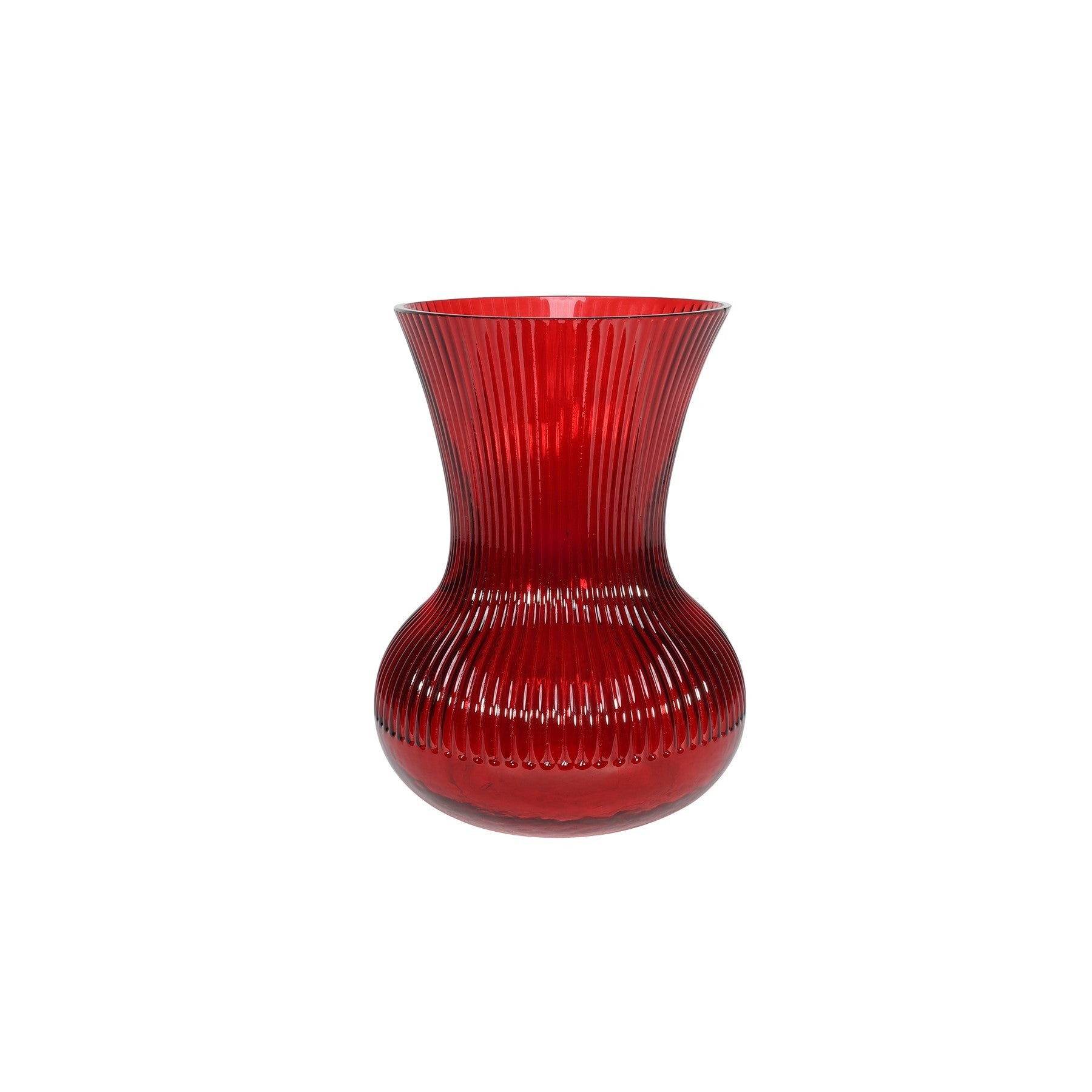 Red Ribbed Hand Tied Vase (19.5cm)