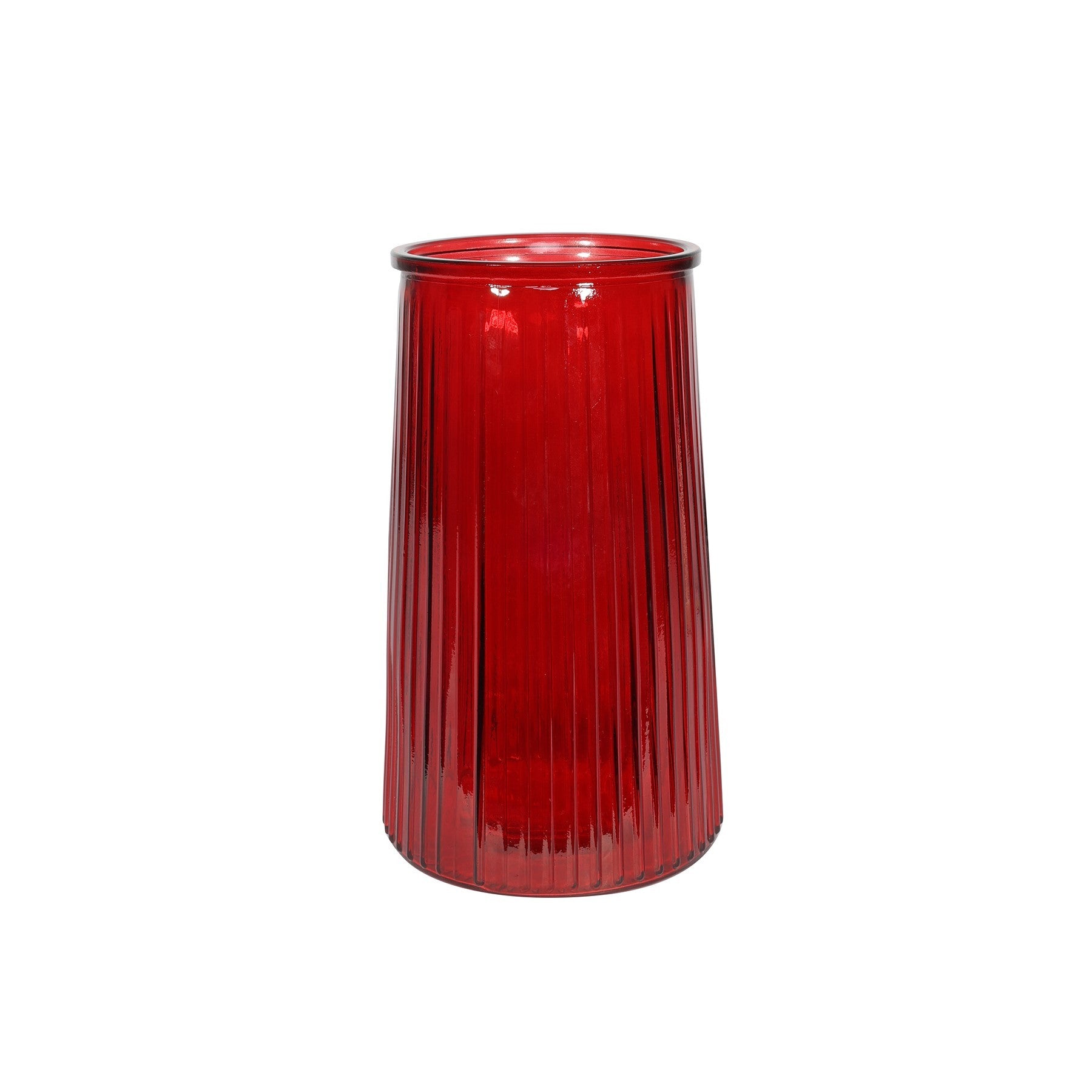 Red Ribbed Graduated Vase (21.5cm)