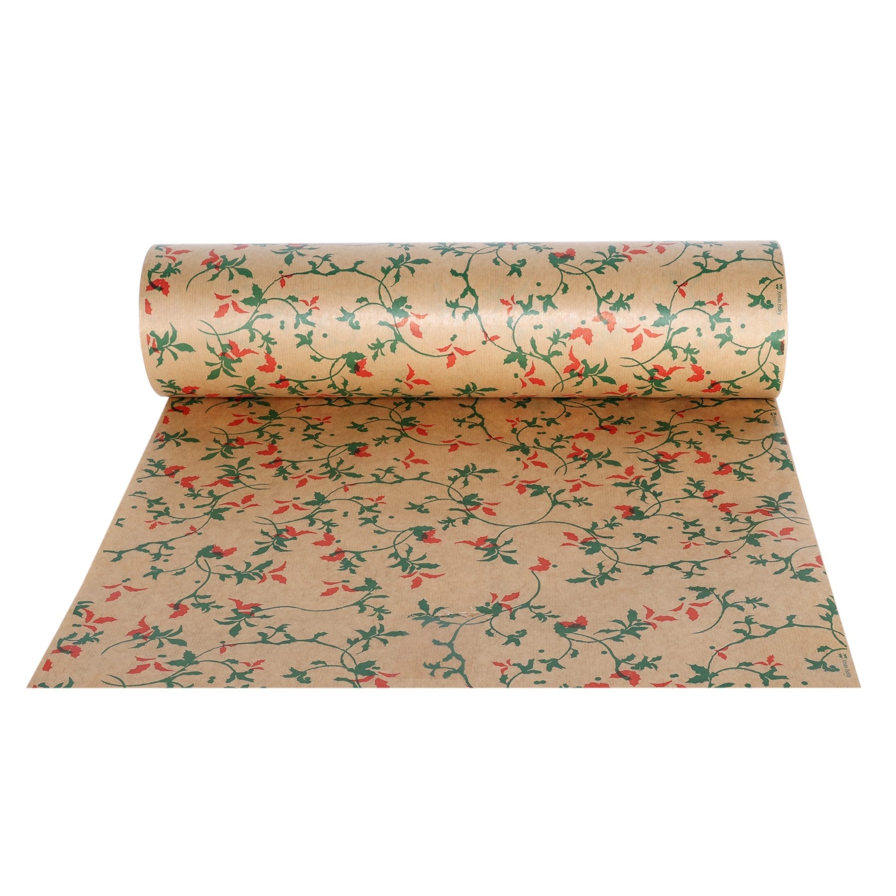 Red and Green Holly Kraft Paper