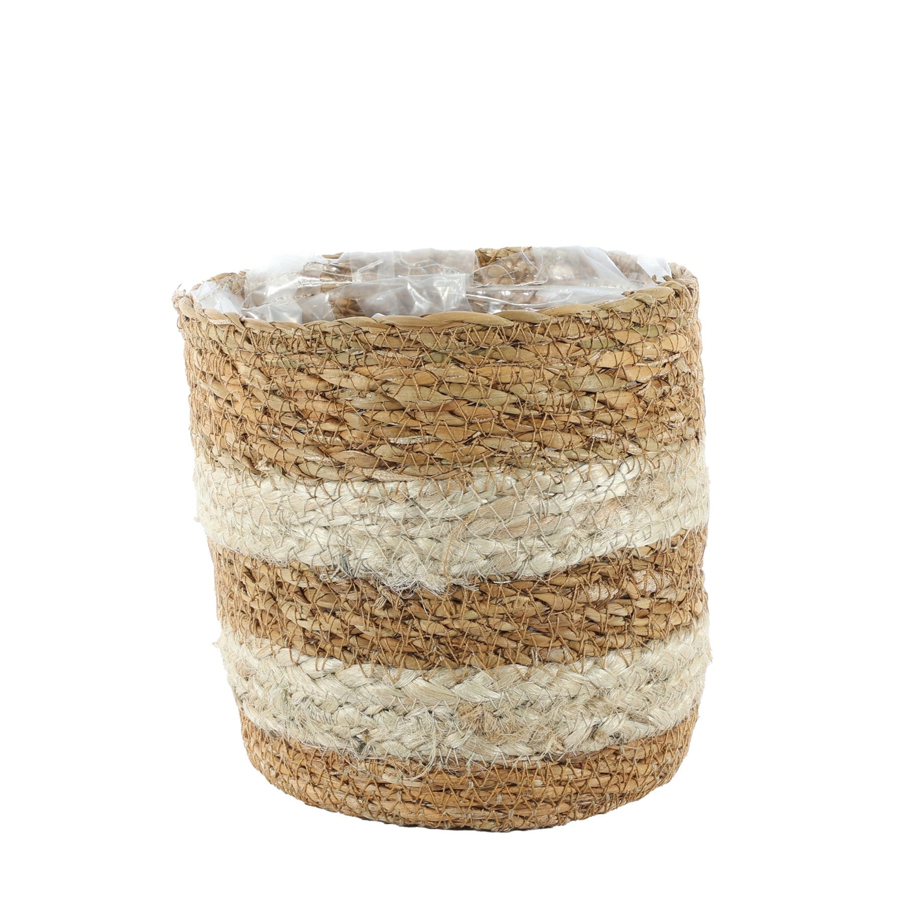 Natural Seagrass & Braided Jute Basket (14cm x 14cm)