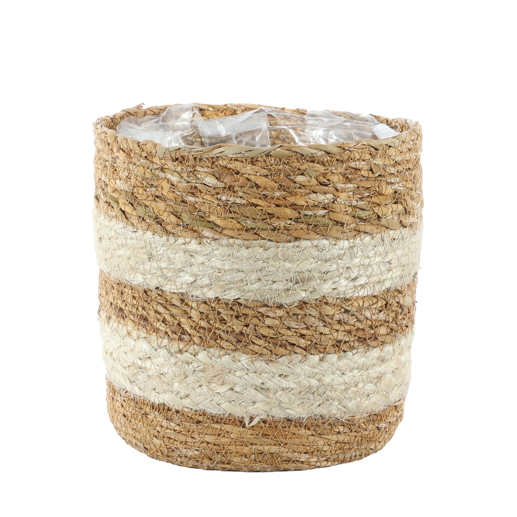 Natural Seagrass & Braided Jute Basket (16cm x 16cm)