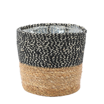 Natural & Black Seagrass Basket (16cm x 17.5cm)