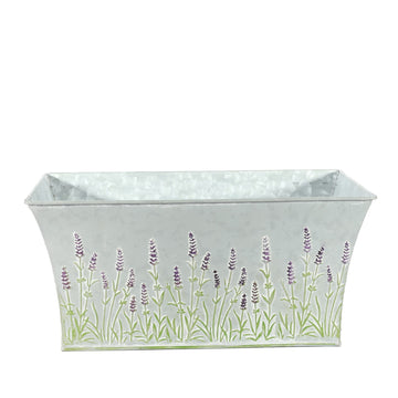 Zinc Rectangle Trough with Lavender Print (H15 x L30cm)