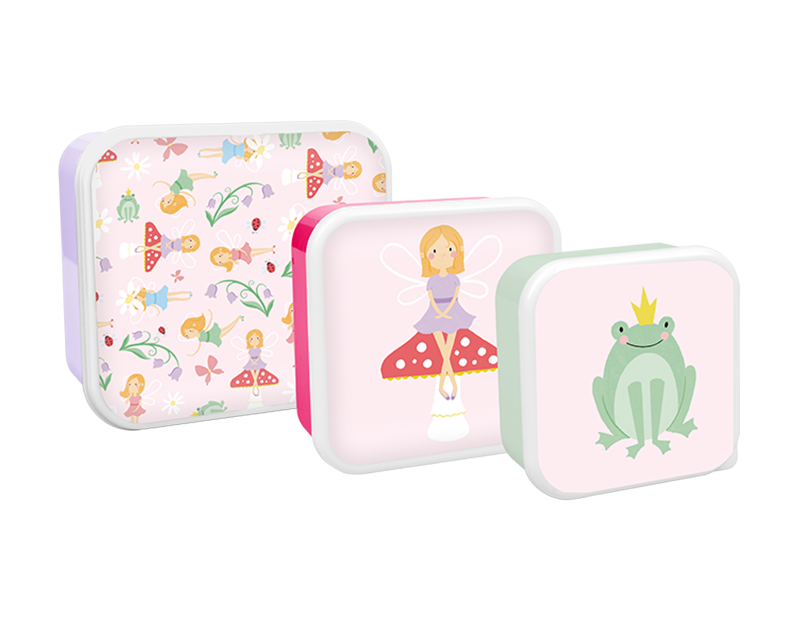 Pack of 3 Girls Printed Food Boxes (Princess and Unicorns Assorted)