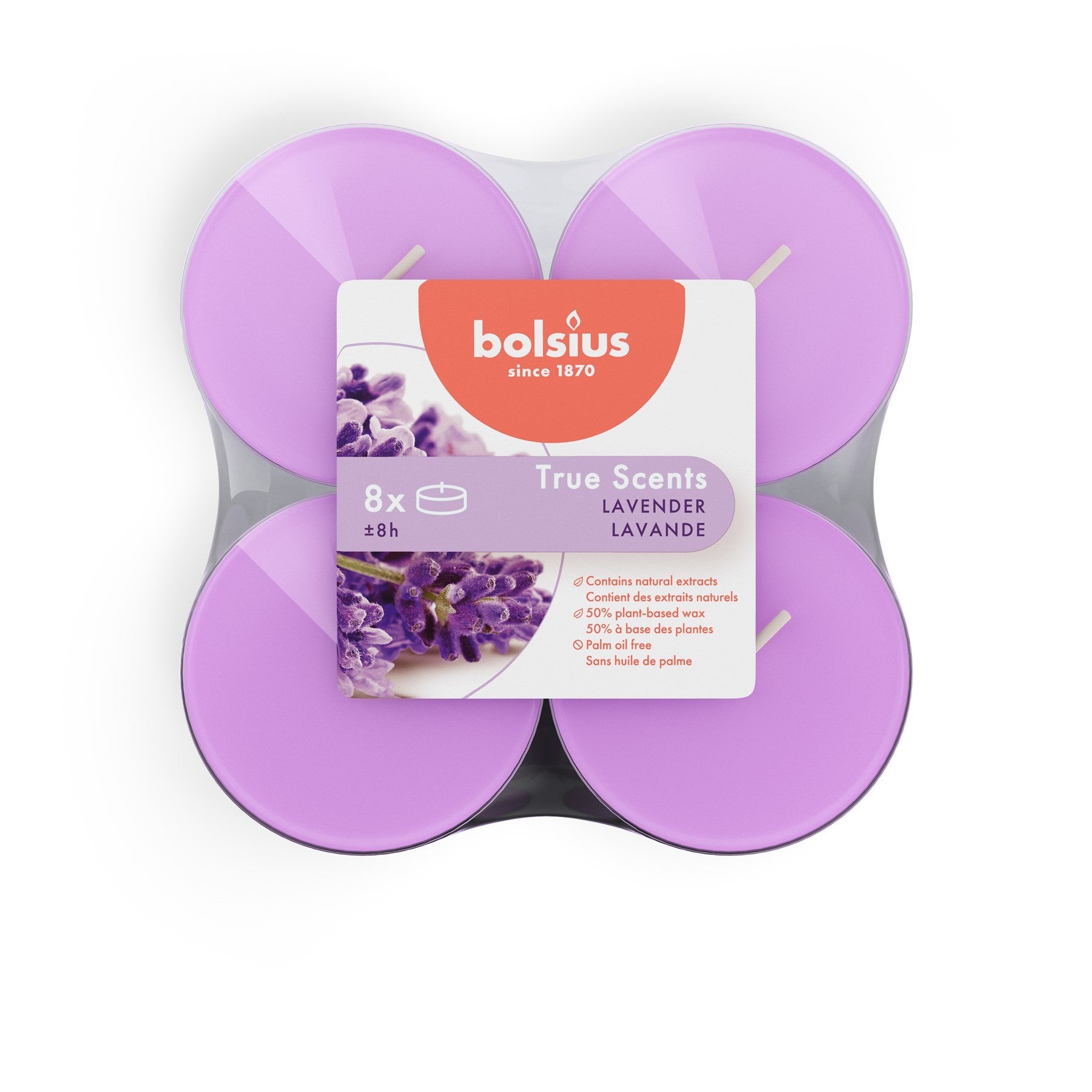 Bolsius True Scents Fragrance Clear Cup Maxi Tealights- Lavender