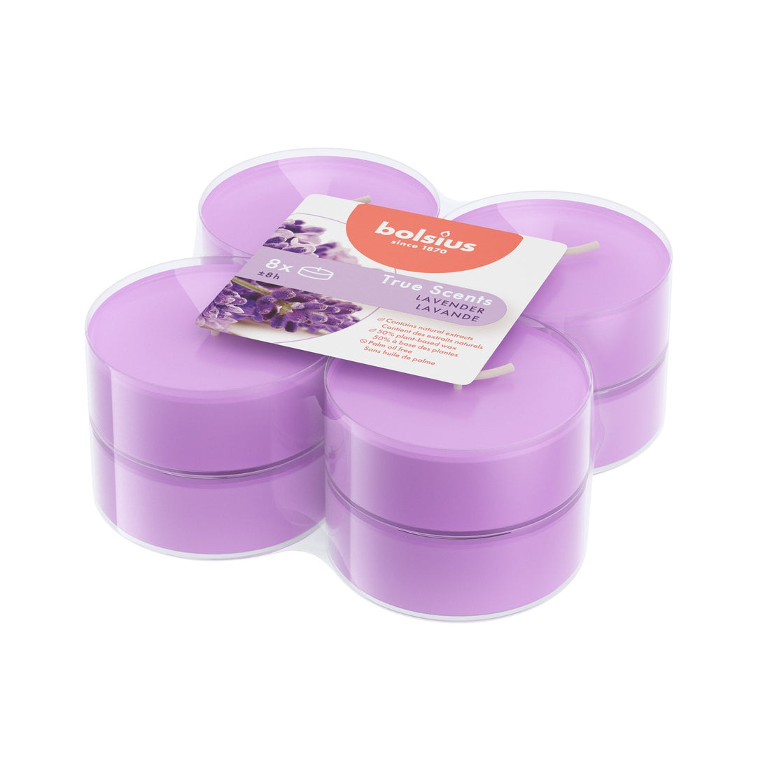 Bolsius True Scents Fragrance Clear Cup Maxi Tealights- Lavender