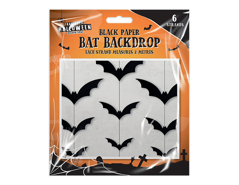 Black Paper Bat Backdrop (2m)