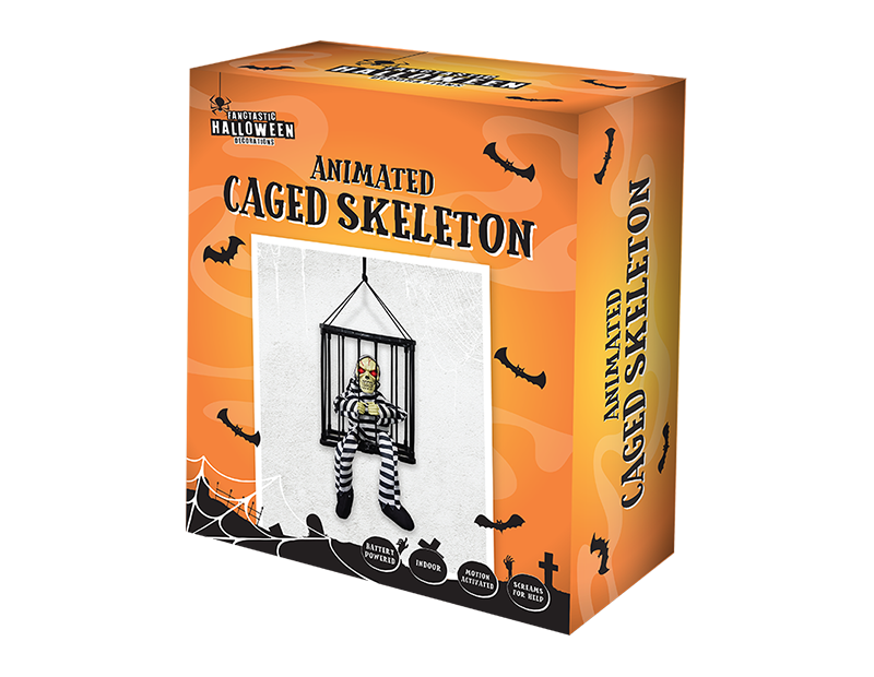 Caged Skeleton Animated Prisoner Decoration