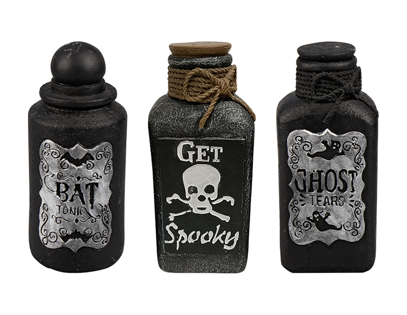 Halloween Cement Potion Bottle Decoration 15cm (Assorted)