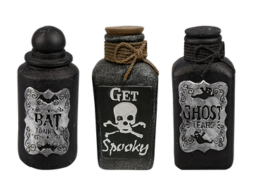 Halloween Cement Potion Bottle Decoration 15cm (Assorted)