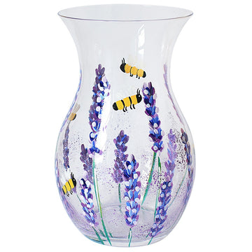 Bees and Lavender Hand Painted Vase