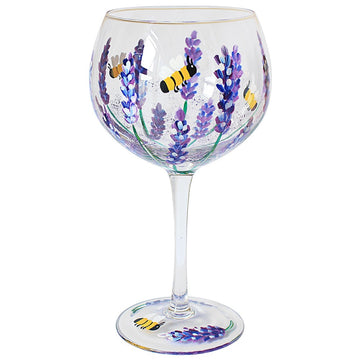 Bees and Lavender Hand Painted Gin Glass