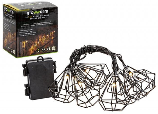 LED Metal Diamond Inside/Outside String Lights - Warm White