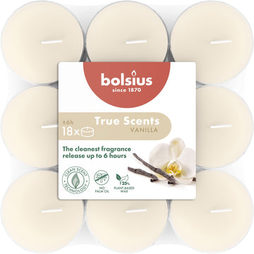 Bolsius True Scents Clear Cup Tealights- Vanilla (18 Pack)