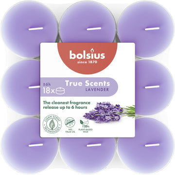 Bolsius True Scents Clear Cup Tealights- Lavender (18 Pack)