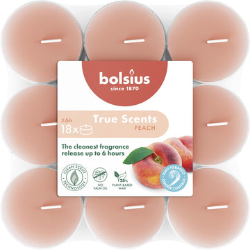 Bolsius True Scents Clear Cup Tealights- Peach (18 Pack)